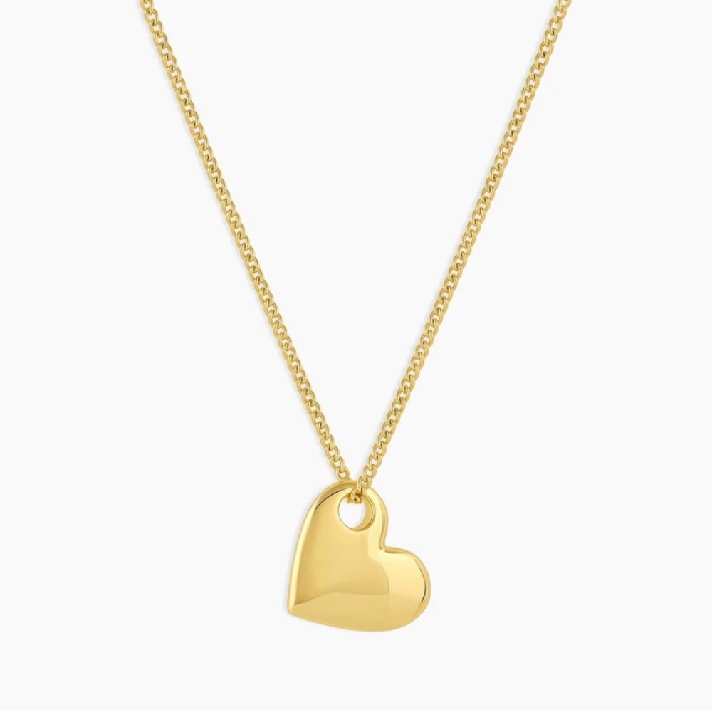 Gorjana New 18k Gold Plated Brass Lou Heart Pendant Necklace Love Romantic